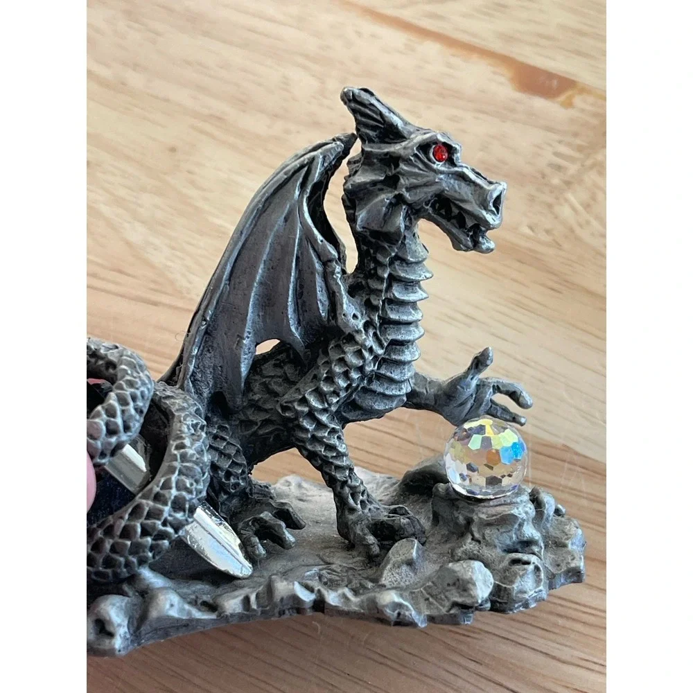 Sunglo 1990 Metal Dragon Letter Opener And‎ Holder With Rhinestones